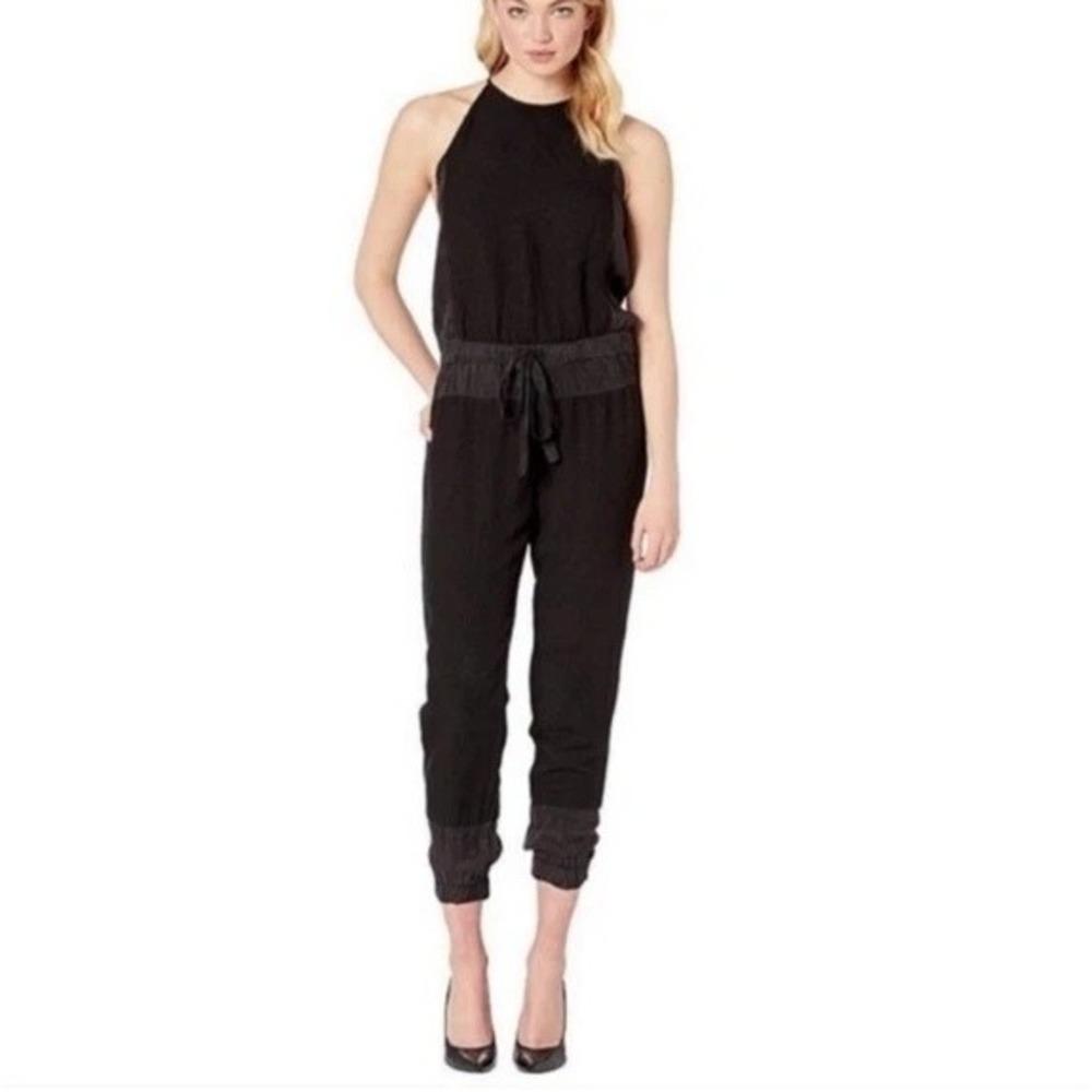 Young Fabulous & Broke Jumpsuit Medium Black Linen Blend Utility Pockets